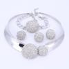 Fashion 18K Gold Plated Crystal Round Pendant Necklace Earring Bangle Ring Wedding Party Jewelry Set And Boxes (4pcs silver) view 4