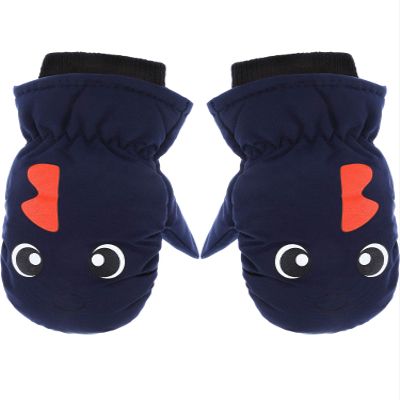 Boao Kids Snow Ski Mittens Winter Gloves Warm Waterproof Mittens Gloves for Girls and Boys(for 3-6 Years Old,Goldfish,Dark Blue)