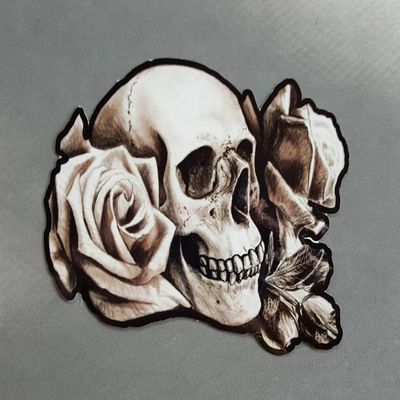 6" x 4" Roses N' Skull Vinyl Decal Stickers