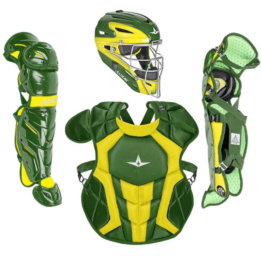All-Star S7 Axis for Ages 12-16, 15.5" - Baseball Catching Equipment Kit, Meets NOCSAE Standard - Dark Green, Gold