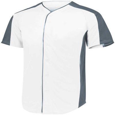 Augusta Sportswear Boys Full-Button Baseball Jersey M White/Graphite
