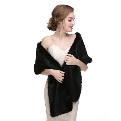 CanB Women's 1920 Faux Fur Stole Bridal Winter Fur Wraps and Shawls Wedding Faux Mink Shrug for Bridesmaids
