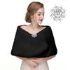 CanB Women's Winter Faux Rabbit Fur Stole Black Bridal Fur Wraps and Shawls Bride Wedding Fur Cape for Bridesmaids view 1