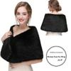 CanB Women's Winter Faux Rabbit Fur Stole Black Bridal Fur Wraps and Shawls Bride Wedding Fur Cape for Bridesmaids view 2