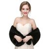 CanB Women's Winter Faux Rabbit Fur Stole Black Bridal Fur Wraps and Shawls Bride Wedding Fur Cape for Bridesmaids view 3