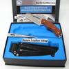 Myerchin W100P Generation 2 Wood Offshore System - Fixed 3/4 Serrated Pro Marine Stainless Steel Blade - Bubinga Wood Handle - Includes Marlinspike and Leather Sheath - Professional Rigging Tool Kit With BONUS Leather Lanyard Strap view 1