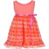 Bonnie Baby Little Girls 2T-6X Sleeveless Knit-n-Printed Chiffon Dress (4, Coral) view 1