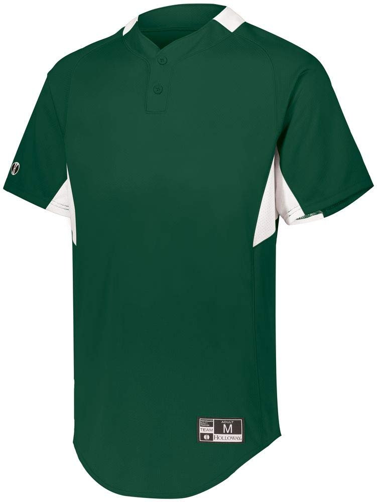 Holloway Youth Game7 Two-Button Baseball Jersey S Forest/White