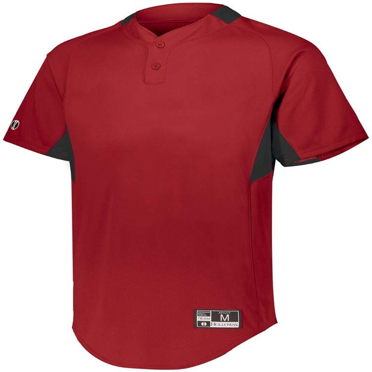 Holloway Youth Game7 Two-Button Baseball Jersey Xl Scarlet/Black