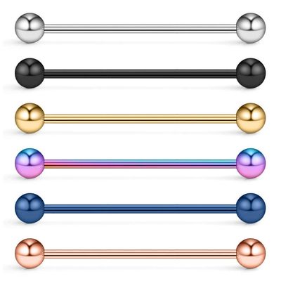 14G Industrial Barbell Cartilage Earring Body Piercing Jewelry 38mm (Black)
