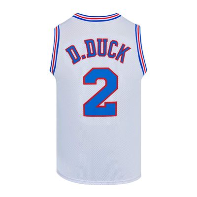 Mens Basketball Jersey #2 D Duck 90s Moive Space Shirts (White, XX-Large)