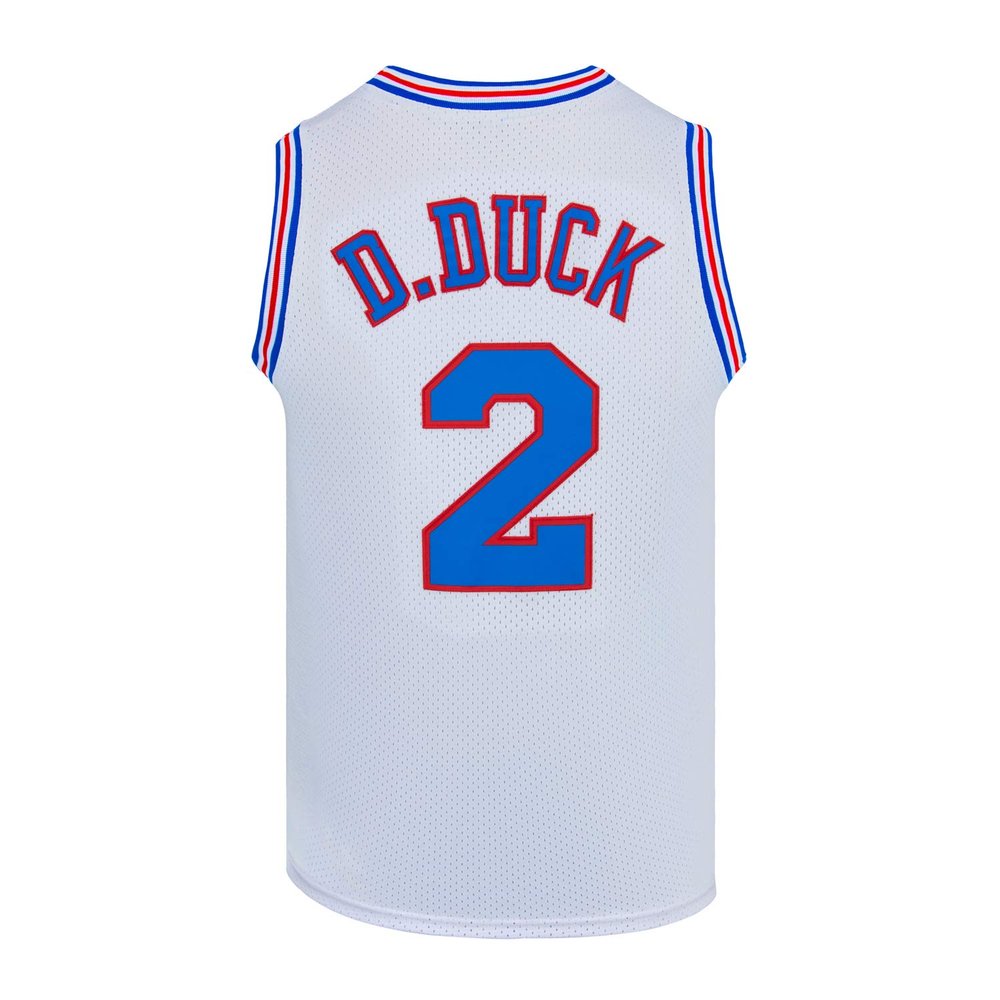Mens Basketball Jersey #2 D Duck 90s Moive Space Shirts (White, XX-Large)