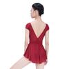 118141007 Ballerina Cap Sleeve Ballet leotards V Back Dance Leotards (L 170, Burgundy) view 2