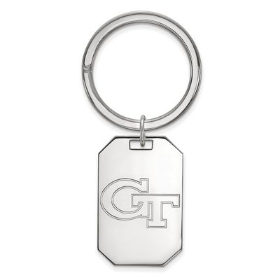 Sterling S. Rh-plated LogoArt Georgia Institute of Technology Key Chain, Sterling Silver