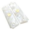 Altamont 1911 Grips - White Pearl - Full Size 1911 Grips w. Ambi Safety fits Most Commander, Standard & Government 1911 Models - Made in USA - White Pearl - Gold Medallion view 4