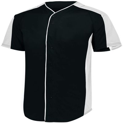Augusta Sportswear Youth Full-Button Baseball Jersey XL BLACK/ WHITE