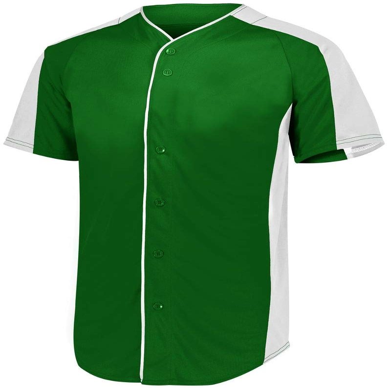 Augusta Sportswear Youth Full-Button Baseball Jersey L DARK GREEN/ WHT