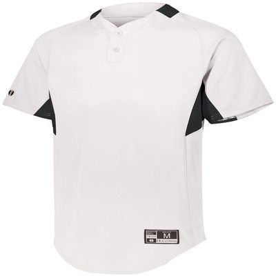 Holloway Youth Game7 Two-Button Baseball Jersey M White/Black