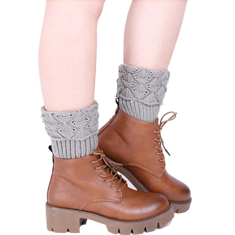 Ealafee Winter Socks Footless Socks Boot Cuffs Warm Knit Leg Warmers for Women