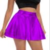 Women's Shiny Flared Pleated Mini Skater Skirt (M, Purple) view 2