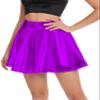 Women's Shiny Flared Pleated Mini Skater Skirt (M, Purple) view 3