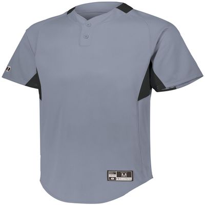 Holloway Youth Game7 Two-Button Baseball Jersey Xl Blue Grey/Black