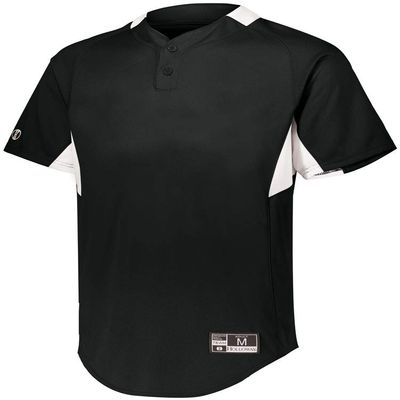 Holloway Youth Game7 Two-Button Baseball Jersey L Black/White