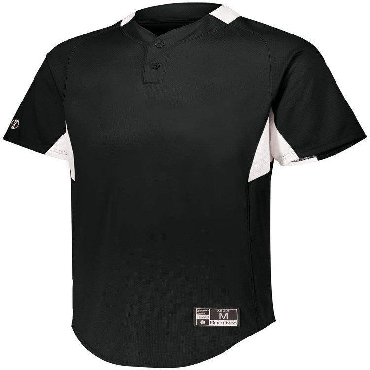 Holloway Youth Game7 Two-Button Baseball Jersey L Black/White