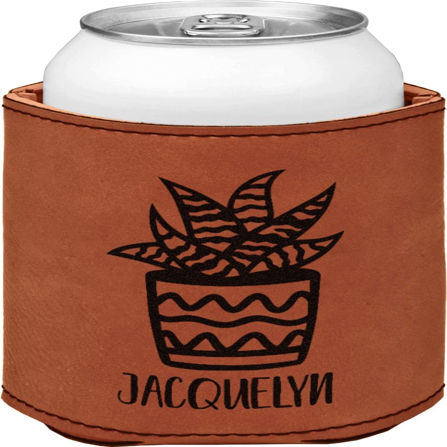 Personalized Cactus Leatherette Can Sleeve - Single Sided