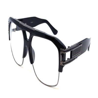 Dweebzilla Gazelle B-Boy Square Metal & Plastic Retro Aviator Sunglasses (Black & Gunmetal, Clear)