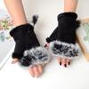 Suede Women Fingerless Gloves Warm Wrist Faux Fur Half Finger Driving Texting Winter Fuzzy Cold Weather Warmer Mitten view 3