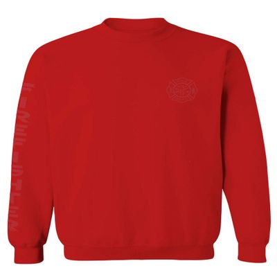 0121. America Patriotic Firefighter Support Seal Thin Red Line Fonts Fireman Men's Crewneck Sweatshirt (Red, X-Large)