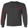 0121. America Patriotic Firefighter Support Seal Thin Red Line Fonts Fireman Men's Long Sleeve t Shirt (Characol, 2X Large) view 1