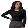 Sivvan Scrubs for Women - Long Sleeve Comfort Underscrub Tee 3-Pack - S85003 - Black/Dark Marl Grey/White - XS view 2