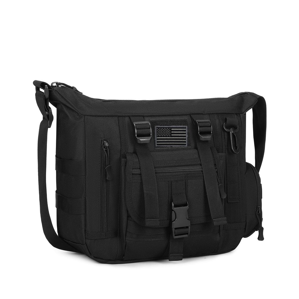 ArcEnCiel Tactical Sling Bag for Men, MOLLE Shoulder Pack, Sturdy EDC Crossbody Bag with Utility Pockets & Hook-and-Loop Patch - For Travel, Work & Outdoor (Black)