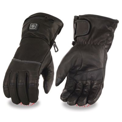 Nexgen Heat-Mens Waterproof Heated Gantlet Glove w/I-Touch Comes with Portable Rechargeable Batteries -BLACK-S-7513