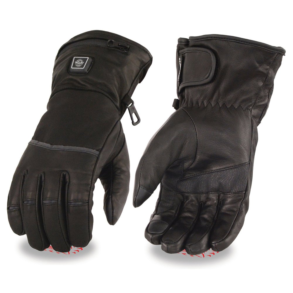 Nexgen Heat-Mens Waterproof Heated Gantlet Glove w/I-Touch Comes with Portable Rechargeable Batteries -BLACK-S-7513