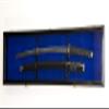 sfDisplay.com,LLC. Single Sword & Scabbard Display Case Cabinet Wall Rack Custom Colors - Lockable (Black Finish, Blue Felt Background) view 2