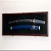 sfDisplay.com,LLC. Single Sword & Scabbard Display Case Cabinet Wall Rack Custom Colors - Lockable (Cherry Finish, Green Felt Background) view 1