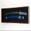 sfDisplay.com,LLC. Single Sword & Scabbard Display Case Cabinet Wall Rack Custom Colors - Lockable (Cherry Finish, Green Felt Background) view 2