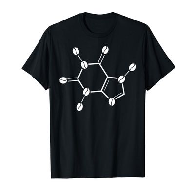 Caffeine Coffee Bean Molecular Structure- C8H10N4O2 Molecule T-Shirt