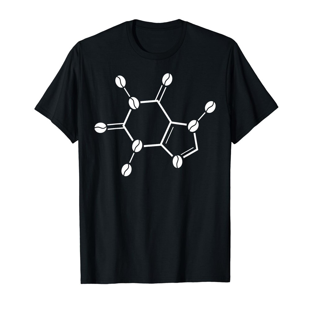 Caffeine Coffee Bean Molecular Structure- C8H10N4O2 Molecule T-Shirt
