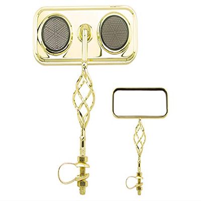 Rectangle Cage Mirror Gold with Black Reflectors. Bike Mirror, Bicycle mirror, bike parts, bicycle parts