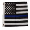 AES 12x18 Embroidered Nylon Sewn USA Police Thin Blue Line Memorial Car Boat Flag w/Clips view 3