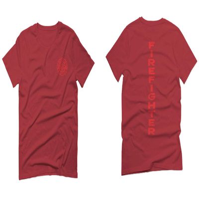 0121. America Patriotic Firefighter Support Seal Thin Red Line Fonts Fireman for Men T Shirt (Maroon, 2X Largel)