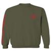 0121. America Patriotic Firefighter Support Seal Thin Red Line Fonts Fireman Men's Crewneck Sweatshirt (Olive Large) view 1