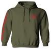 0121. America Patriotic Firefighter Support Seal Thin Red Line Fonts Fireman Sweatshirt Pullover Hoodie (Olive, Small) view 1