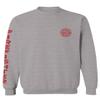 0121. America Patriotic Firefighter Support Seal Thin Red Line Fonts Fireman Men's Crewneck Sweatshirt (Light Gray X-Large) view 1