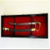 sfDisplay.com,LLC. Single Sword & Scabbard Display Case Cabinet Wall Rack Custom Colors - Lockable (Black Finish, Red Felt Background) view 2