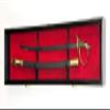 sfDisplay.com,LLC. Single Sword & Scabbard Display Case Cabinet Wall Rack Custom Colors - Lockable (Black Finish, Red Felt Background) view 3